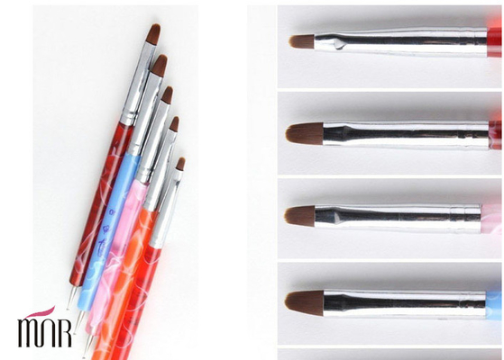 Colorful Double End Acrylic Nail Brush For Nail Art / Nail Painting Brush