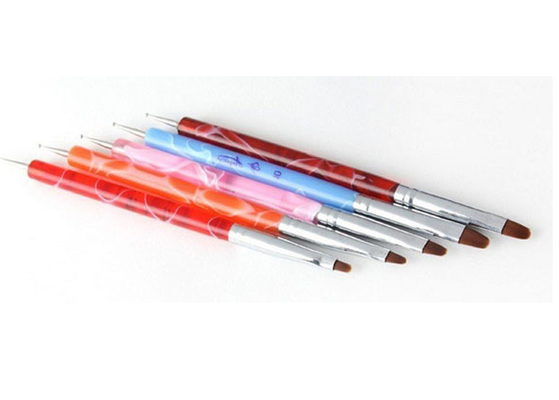 Colorful Double End Acrylic Nail Brush For Nail Art / Nail Painting Brush